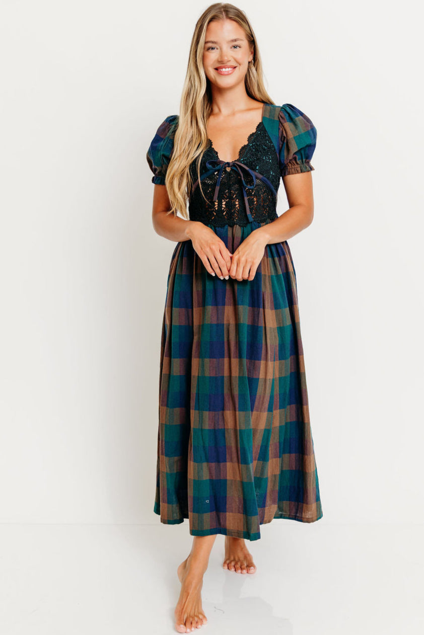 Alexandra Midi Dress in Pine