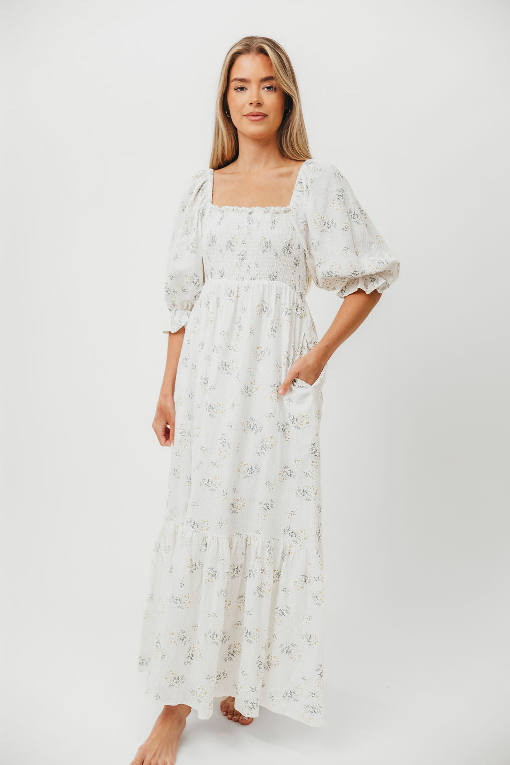 Livvy 100% Cotton Maxi Dress in Chamomile - Bump Friendly & Inclusive Sizing