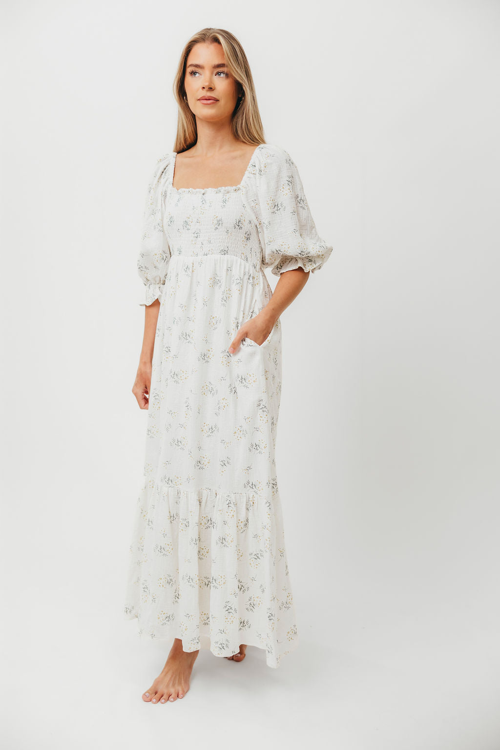 Livvy 100% Cotton Maxi Dress in Chamomile - Bump Friendly & Inclusive Sizing