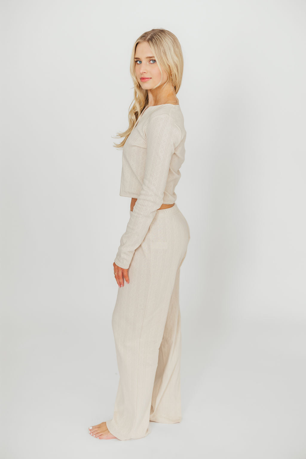 Miller 100% Cotton Pointelle Pants in Cream