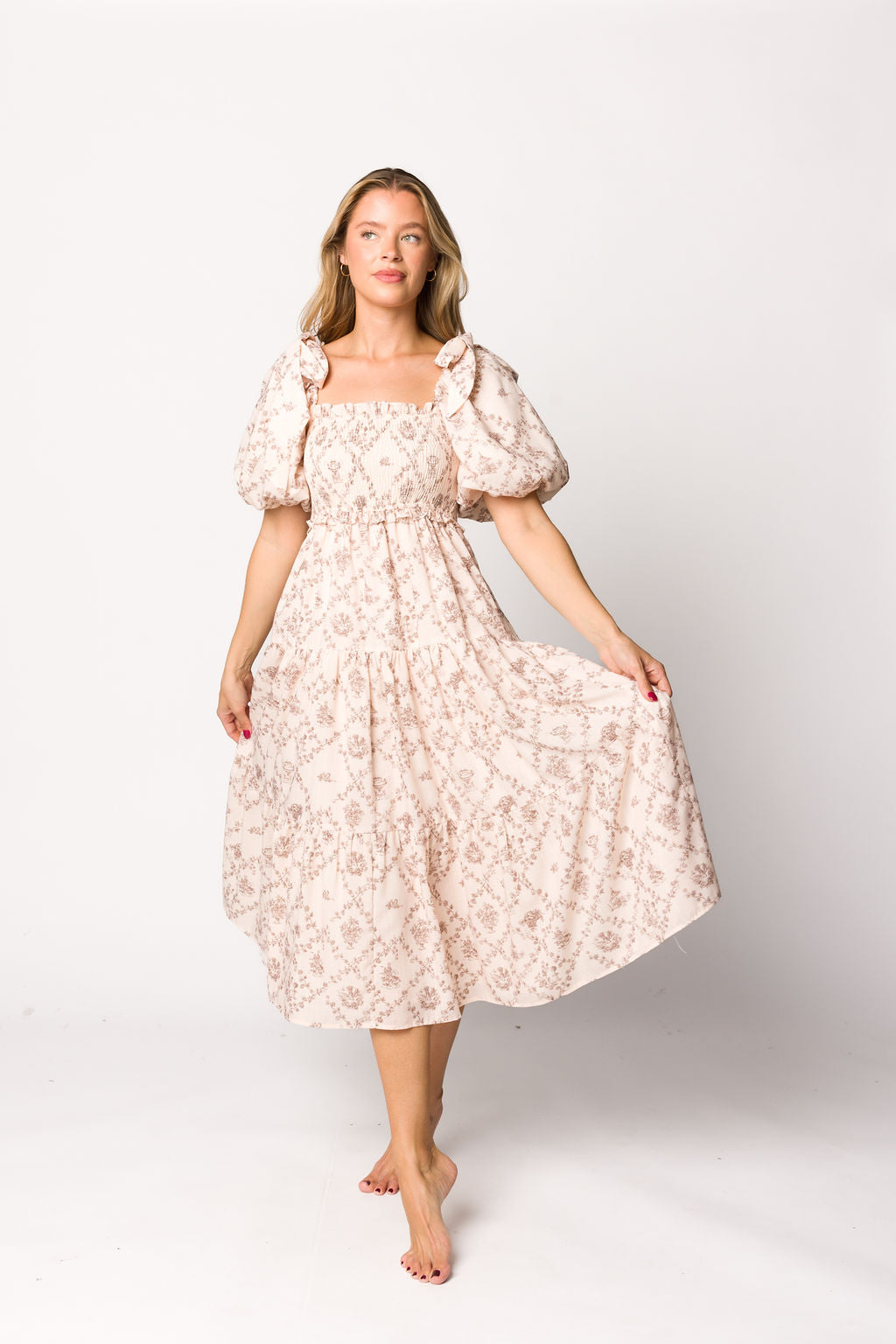 Elena Toile Print Midi Dress