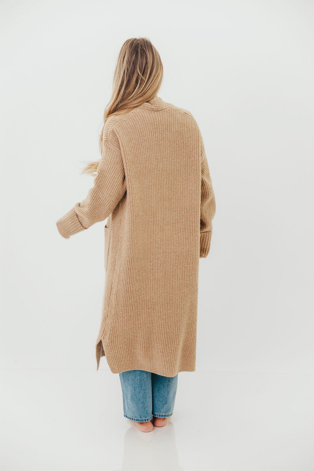 Rachel Longline Sweater Cardigan in Camel (No Restock)