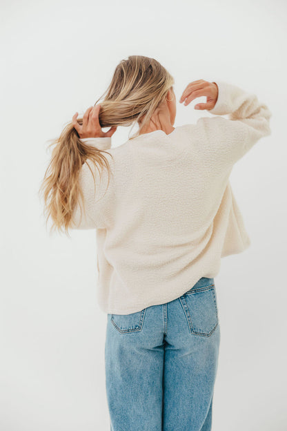 Bradley Contrast Sherpa Button-up Jacket in Cream