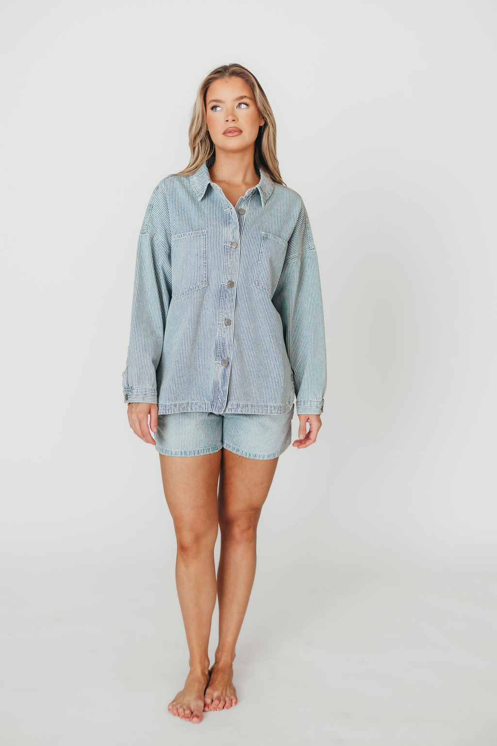 Jayme Shorts in Denim/White