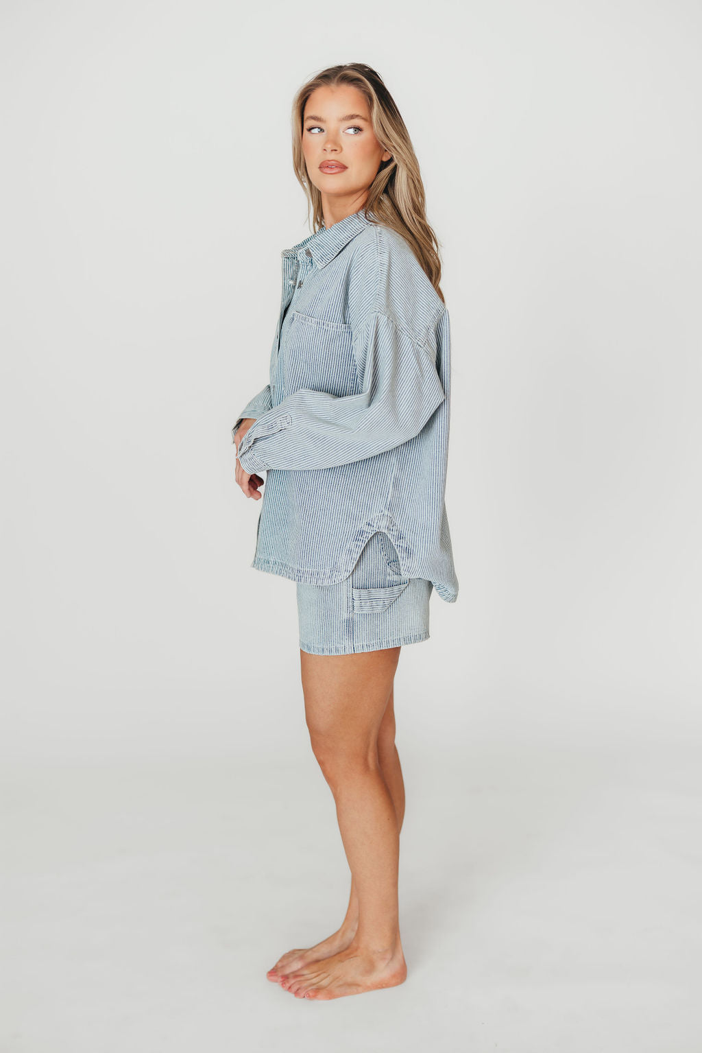 Jayme Shorts in Denim/White