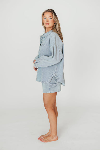 Jayme Shorts in Denim/White