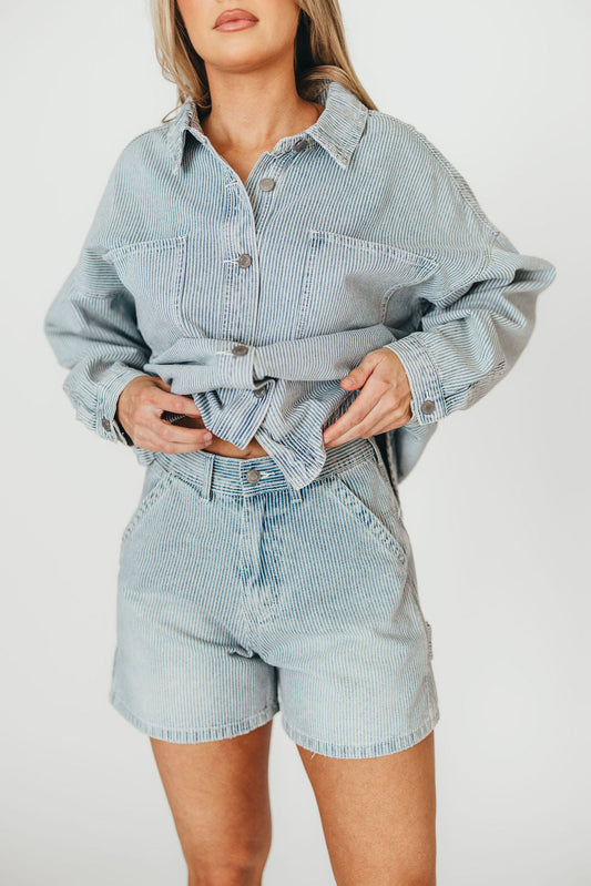Jayme Shorts in Denim/White