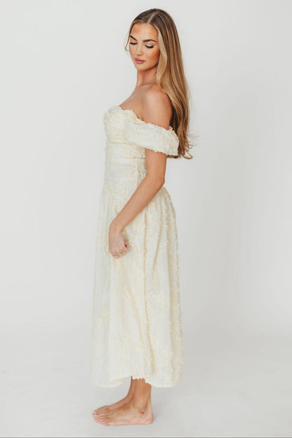 Gracie Embellished Midi Dress in Butter