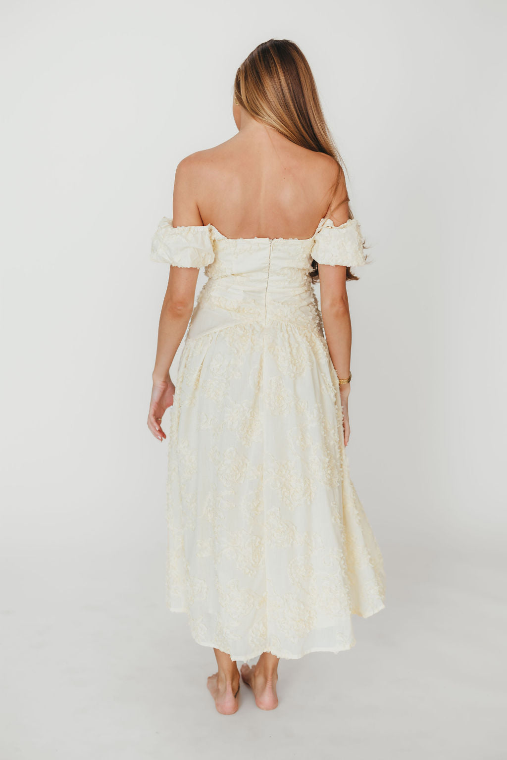 Gracie Embellished Midi Dress in Butter