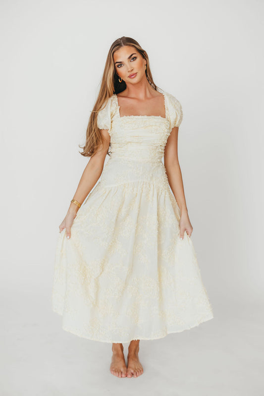 Gracie Embellished Midi Dress in Butter