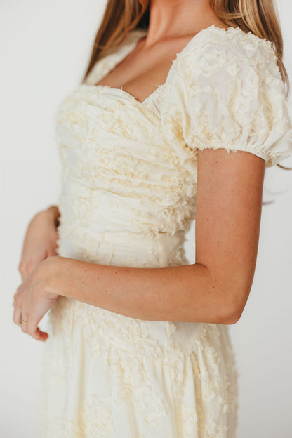 Gracie Embellished Midi Dress in Butter