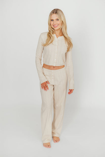 Miller 100% Cotton Pointelle Pants in Cream