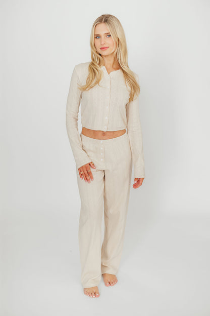 Miller 100% Cotton Pointelle Pants in Cream
