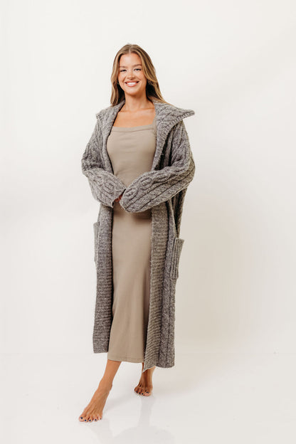 Sandra Cable Knit Cardigan Jacket in Charcoal (Sign up for Restocks)