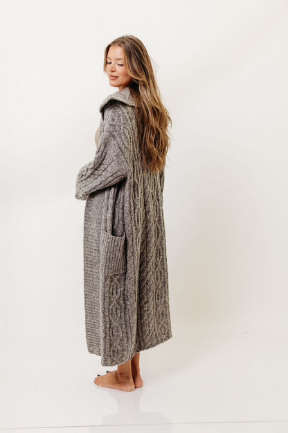 Sandra Cable Knit Cardigan Jacket in Charcoal (Sign up for Restocks)
