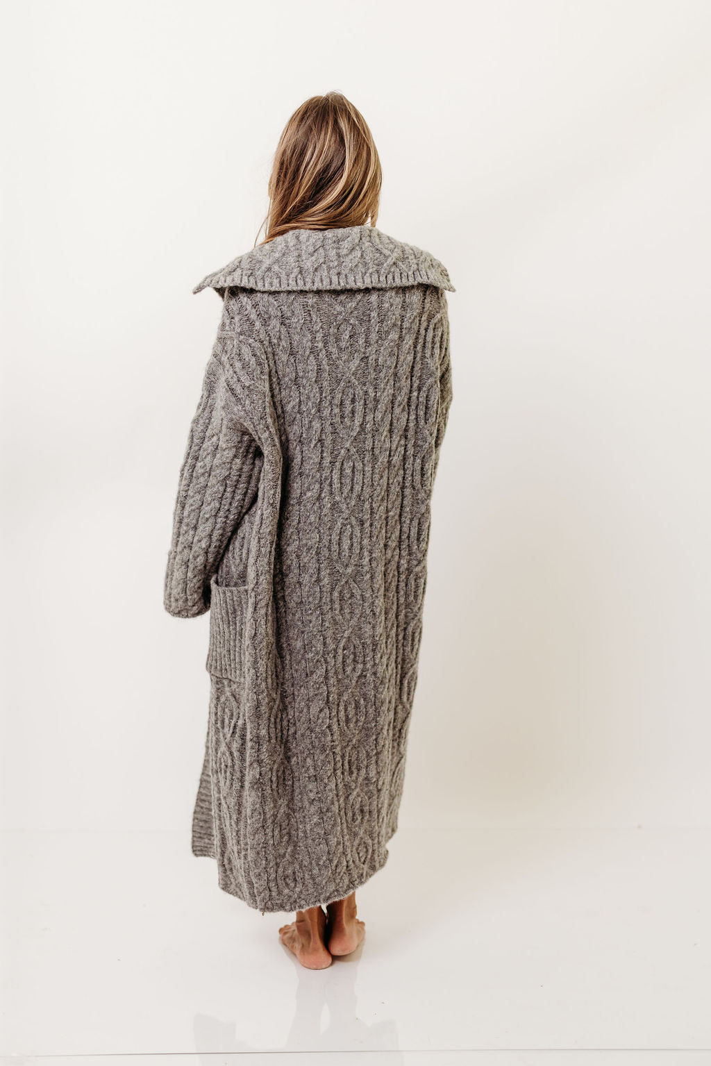 Sandra Cable Knit Cardigan Jacket in Charcoal (Sign up for Restocks)