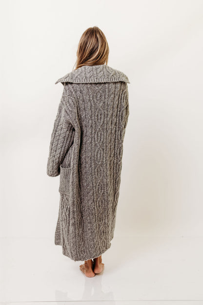 Sandra Cable Knit Cardigan Jacket in Charcoal (Sign up for Restocks)