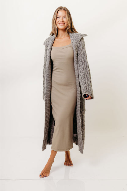 Sandra Cable Knit Cardigan Jacket in Charcoal (Sign up for Restocks)