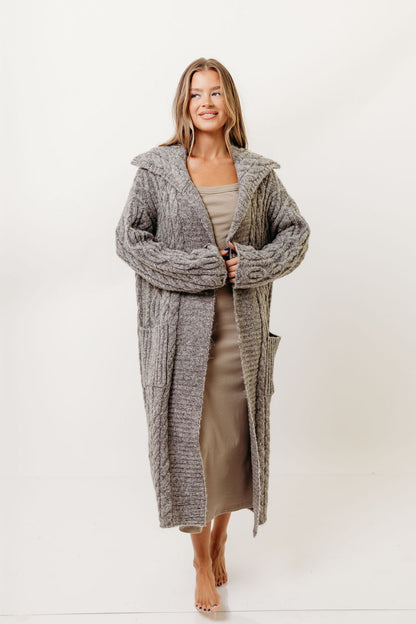 Sandra Cable Knit Cardigan Jacket in Charcoal (Sign up for Restocks)