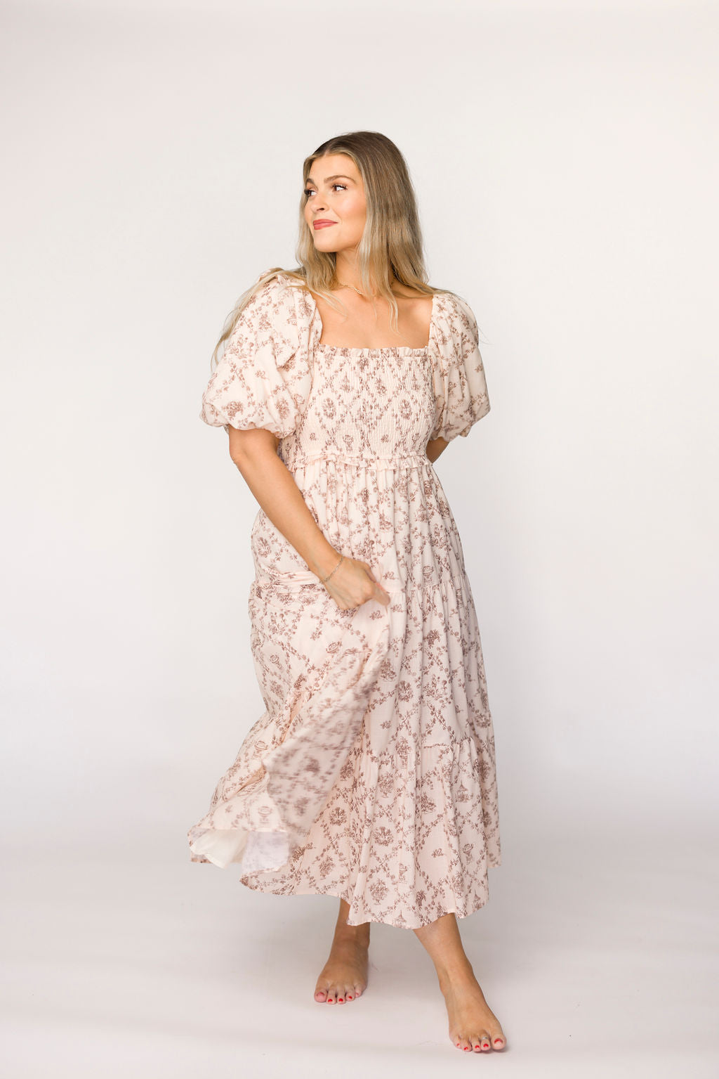 Elena Toile Print Midi Dress
