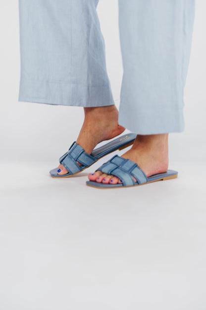 Essie Woven Canvas Slides in Denim