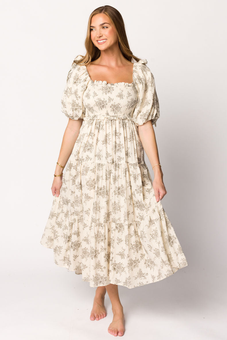 Elena Toile Print Midi Dress