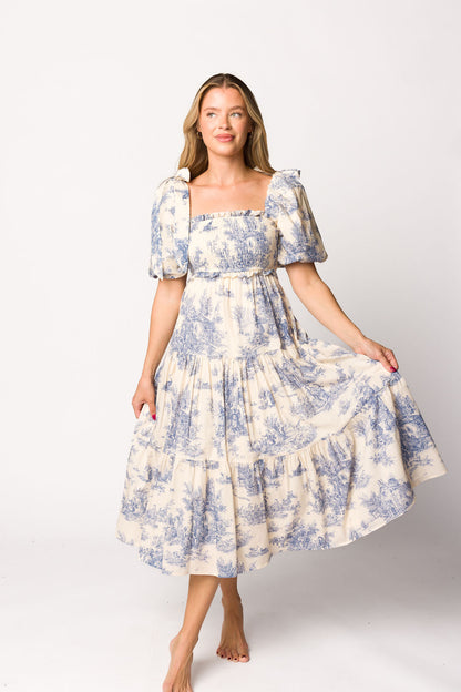 Elena Toile Print Midi Dress